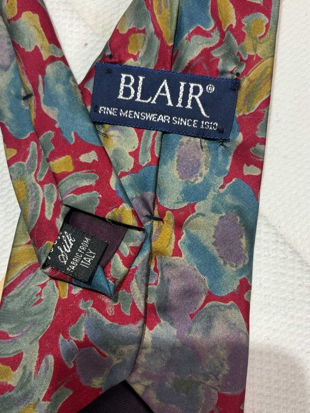 Blair Multicolor Floral Print Silk Tie — Red, Blue, Yellow